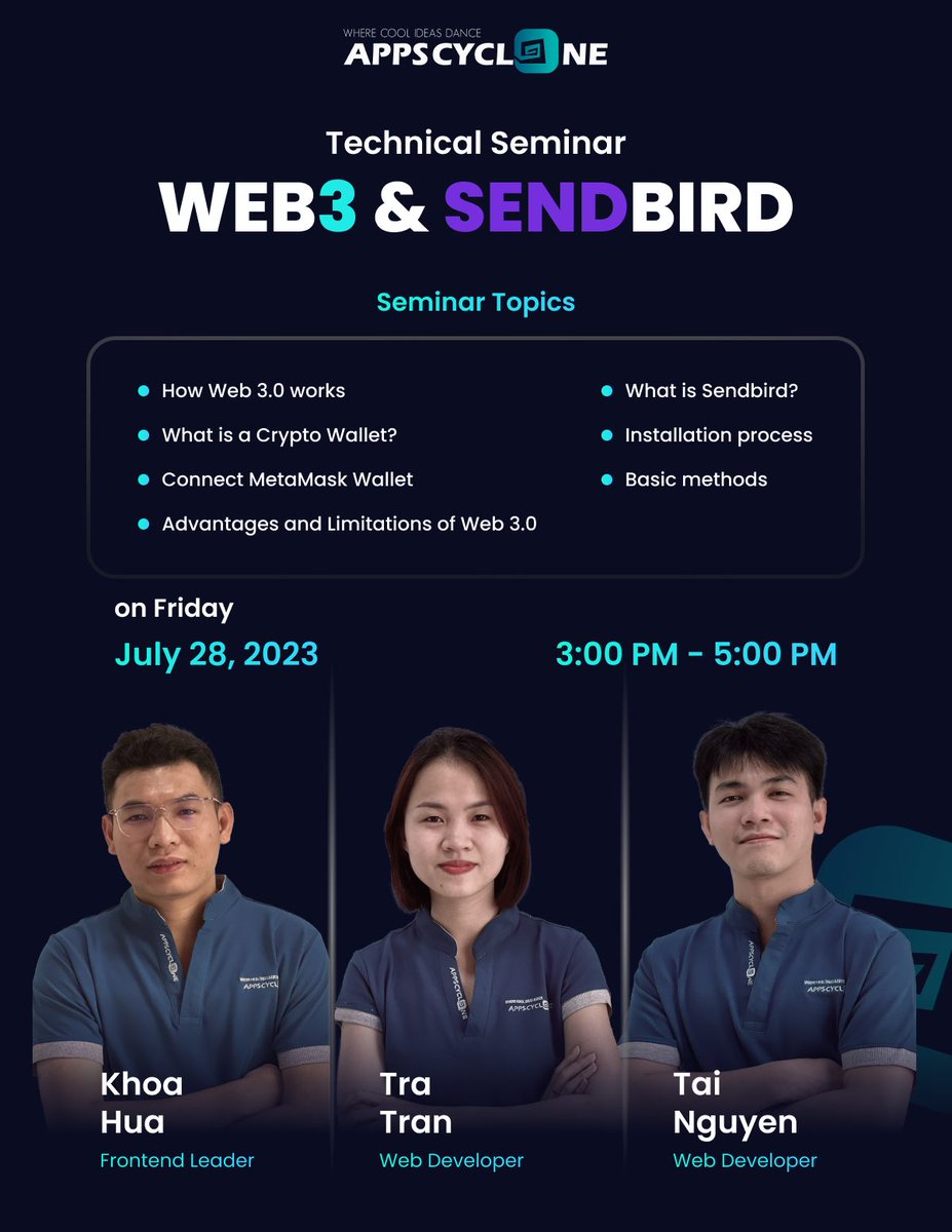 AppsCyclone's tweet photo. The first web3 seminar in our company, opening a new chapter in our web3 journey towards the future.
#AppsCyclone #web3 #blockchain https://t.co/ZQKdFNnQyw