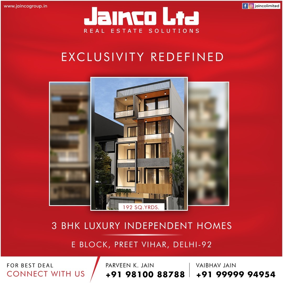JaincoLimited's tweet photo. Step into a world of luxury and independence with our exclusive independent floors in #PreetVihar, East Delhi.
To know more, call us @
📱: +91 9999994954
📧: info@jaincogroup.in
👨🏻‍💻: https://t.co/0XHKg9iOWL

#JaincoLimited #Investment #RealEstateSolution #residential #commercial https://t.co/QOkPKEvMN9