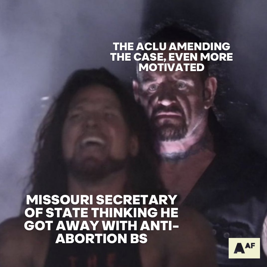 The ACLU sued Missouri Secretary of State Ashcroft for the UNHINGED language used on an abortion ballot summary, but the suit was THROWN OUT. They will try ANYTHING to deny Missourians a vote on abortion care, BUT the ACLU won't back down from this fight! abc17news.com/politics/misso…