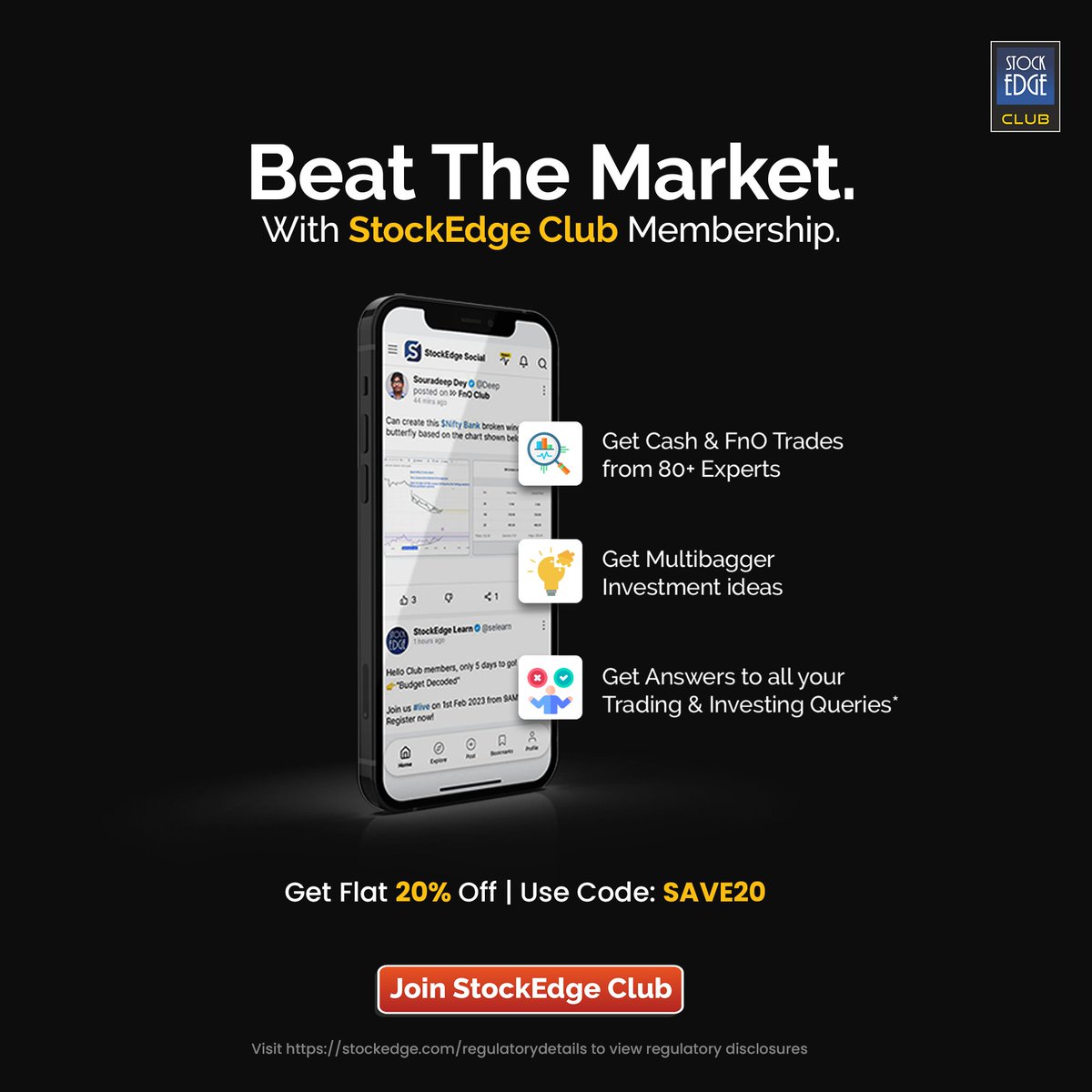StockEdgeClub's tweet photo. Get personalized trading & investing advice from #SEBI Registered Analysts.
Your queries are answered within 5 minutes for trading & 48 hours for investing.
Join our growing community of traders and investors today!
👉 https://t.co/ISSpijsAK9
#StockEdgeClub #Analysts https://t.co/Npjn6U3L93