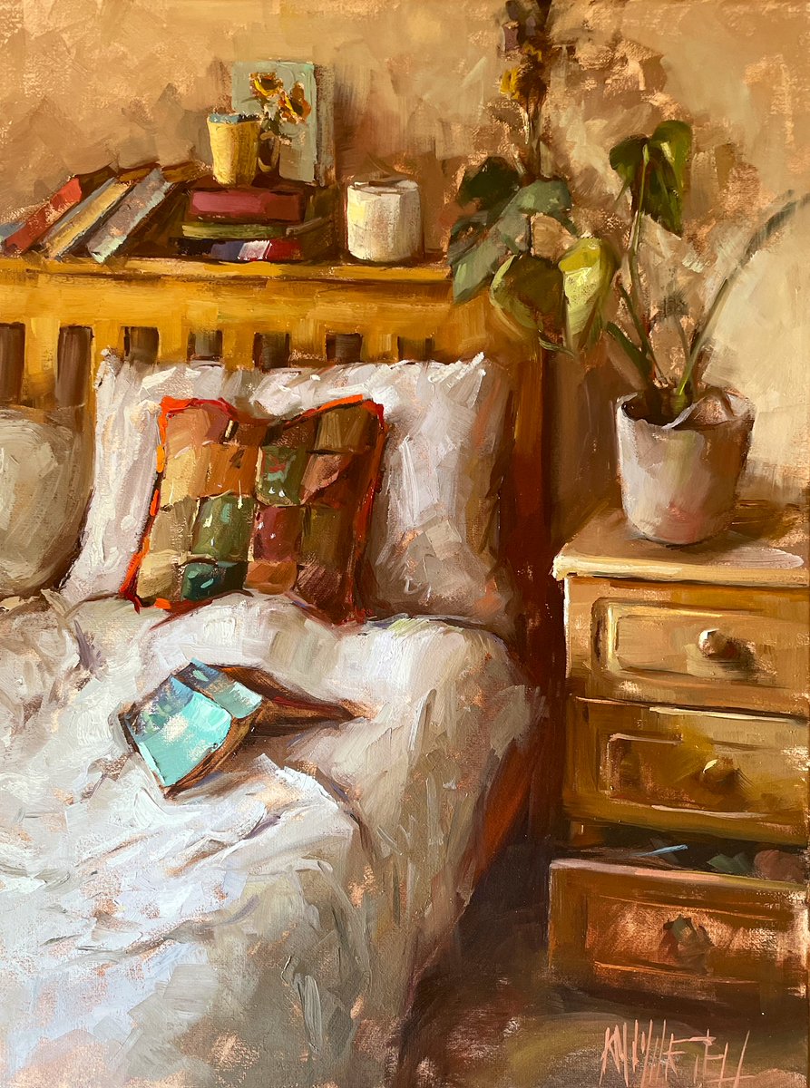 “Mornings After” - 25x35cm - oil on canvas
.
My messy bedroom after recovering from a cold all week 🙃
.
#oilpainting #interiorart #morningmotivation