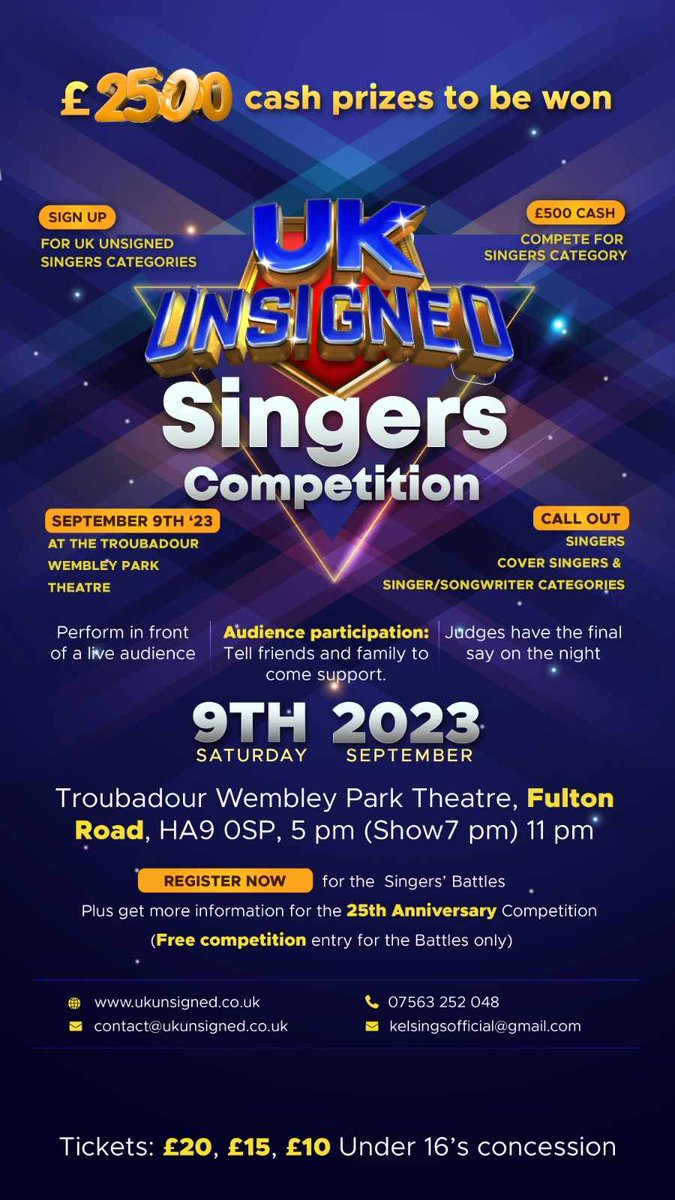 YDNYouth's tweet photo. Sign up for Singers
UK UNSIGNED competition
5th August 2023
Register now
https://t.co/LQPIqa2jQL
075632529048
#singers #artists #ukunsigned #YDN #ukunsignedartist #beats #music #competition #musiccompetition #singingcompetition #prize #casting #castings #castingcall #events https://t.co/skRepR8mgK