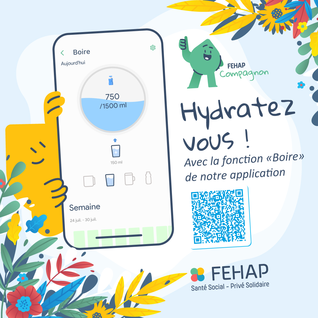 FEHAP_actu's tweet photo. 📱 [Une semaine, une fonctionnalité] 
Application mobile #FEHAP compagnon

La fonctionnalité de suivi de l'hydratation vous aide à maintenir une bonne hydratation tout au long de la journée.

Appli gratuite :
https://t.co/abeESzETW4 https://t.co/ohXVSJ2Yrf