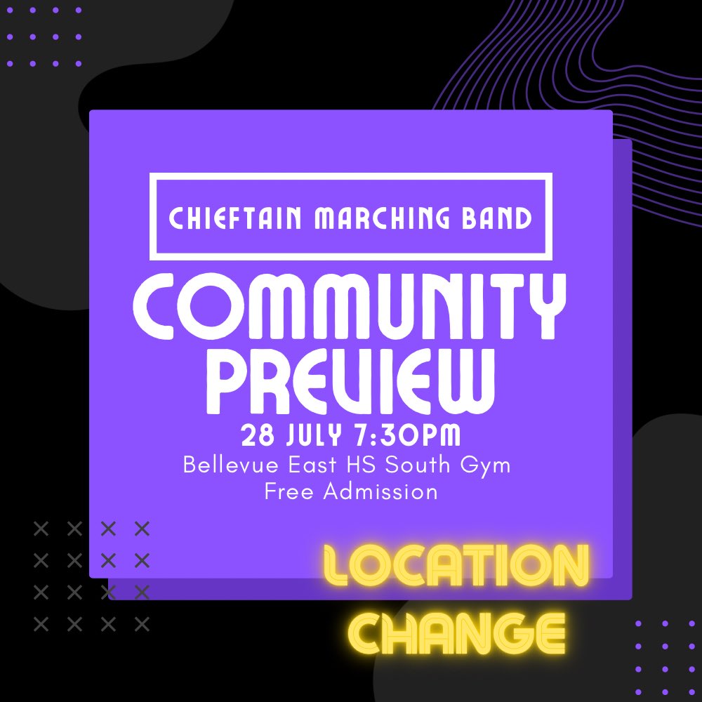 Location Change: Due to the forecasted heat index and for the safety of our performers and spectators this event will happen in the South Gym at East HS. Please like and share to help spread the word to our community.