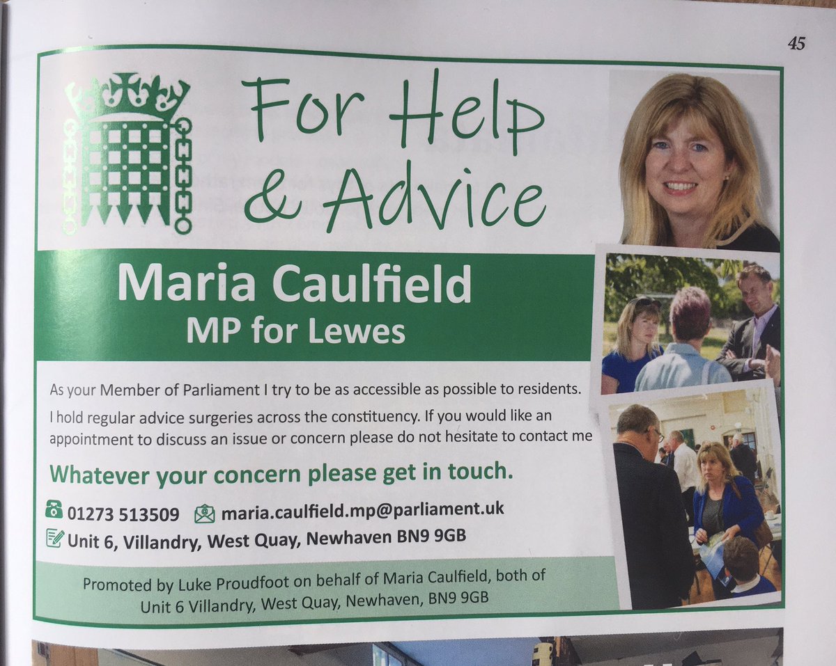 maximinimu's tweet photo. @mariacaulfield funny you forgot to mention your party affiliation anywhere when you took out this ad in The Lewesian. Also odd that you chose the colour green 🤔. Successfully fooled my daughter but then that was the intention wasn’t it. Just another dishonest Tory trickster https://t.co/qi5N6t6Vmj