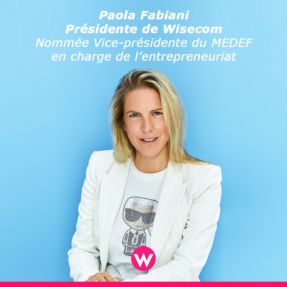 🙌🙌🙌 C’est une grande fierté pour Wisecom de voir notre présidente Paola Fabiani devenir Vice-Présidente du <a href="/medef/">Mouvement des Entreprises de France</a> &amp; Porte-Parole

Paola sera en charge de l’entrepreneuriat, une responsabilité qui correspond parfaitement à son énergie, sa vision et son engagement sans faille 🚀