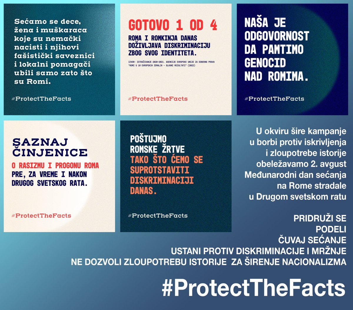 Misko Stanisic (@miskostanisic) on Twitter photo Preuzmi <a href="/TheIHRA/">IHRA</a> <a href="/EU_Commission/">European Commission</a> <a href="/UNESCO/">UNESCO 🏛️ #Education #Sciences #Culture 🇺🇳</a> <a href="/osce_odihr/">OSCE/ODIHR</a> <a href="/UN/">United Nations</a> kampanju, pridruži se obeležavanju 2. avgusta Međunraodnog dana sećanja na genocid nad Romima u Drugom svetskom ratu bit.ly/2_avgust_kampa… Kampanja je deo #ProtectTheFacts u borbi protiv iskrivljenja i zloupotrebe istorije Preuzmi <a href="/TheIHRA/">IHRA</a> <a href="/EU_Commission/">European Commission</a> <a href="/UNESCO/">UNESCO 🏛️ #Education #Sciences #Culture 🇺🇳</a> <a href="/osce_odihr/">OSCE/ODIHR</a> <a href="/UN/">United Nations</a> kampanju, pridruži se obeležavanju 2. avgusta Međunraodnog dana sećanja na genocid nad Romima u Drugom svetskom ratu bit.ly/2_avgust_kampa… Kampanja je deo #ProtectTheFacts u borbi protiv iskrivljenja i zloupotrebe istorije