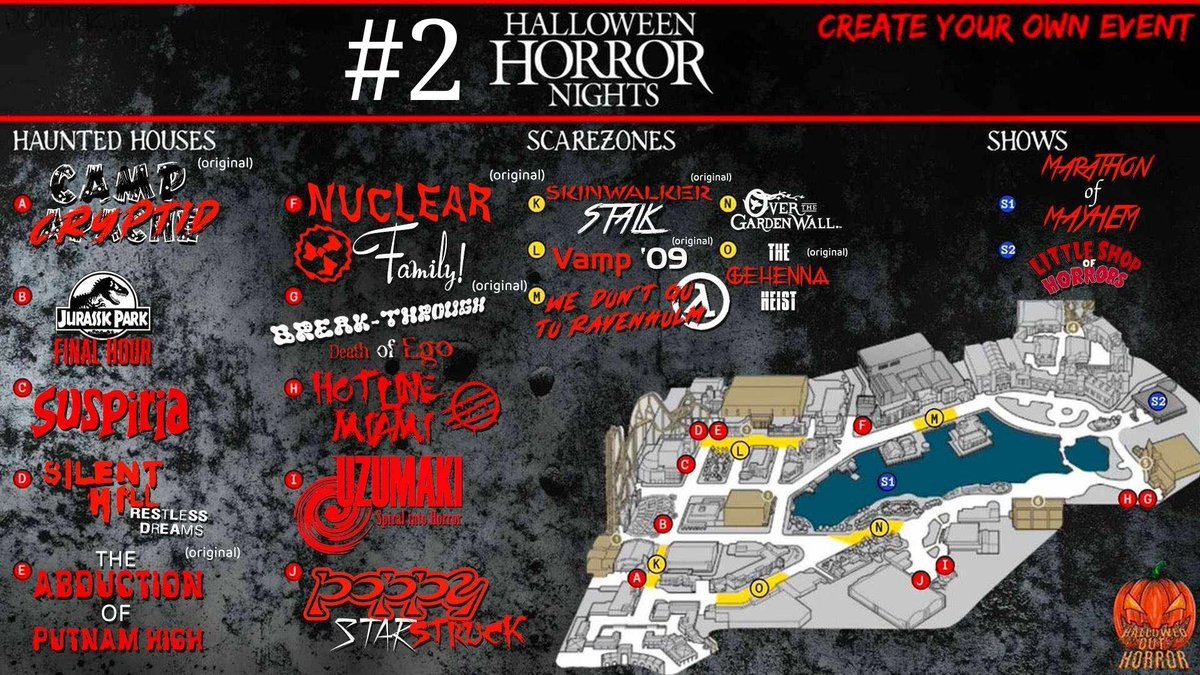 Hallowed_Horror's tweet photo. CREATE YOUR OWN EVENT FINAL! 

Vote below for your favorite map! 

These maps that made the final cut were made by @_Max_Kreamer and @natedeolive 

One random person that RT's this poll will receive a Universal Orlando gift card. 

A huge thanks to @hhepod for helping judge! https://t.co/kjBPOl8YHu