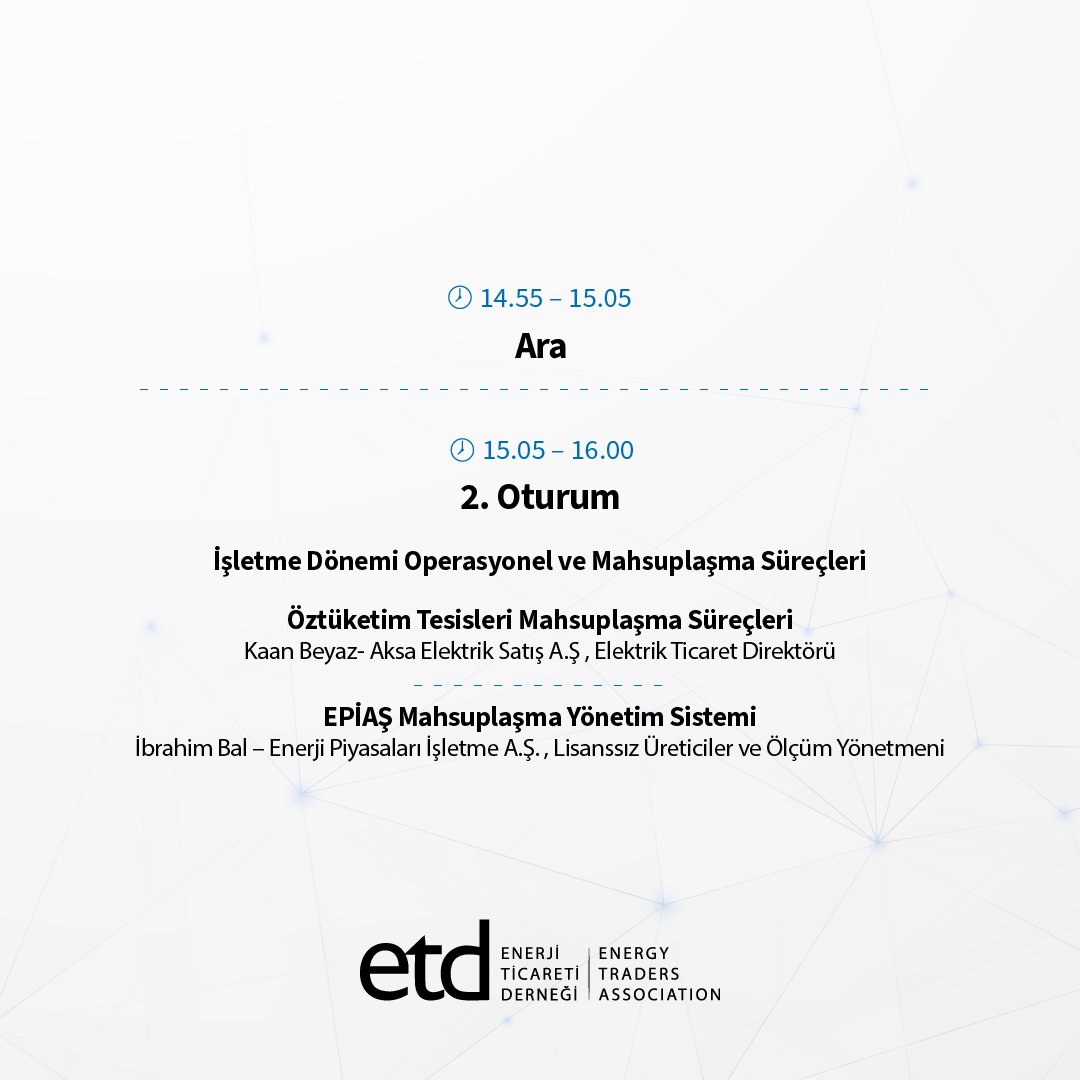 <a href="/DernekETD/">ETD</a> olarak güncel mevzuat gelişmelerini özetlemek ve son düzenlemeler sonrasında uygulanacak mahsuplaşma süreçlerini incelemek amacıyla 1 Ağustos Salı günü "Öztüketim Santralleri Webinarı" düzenleyeceğiz.

Etkinliğe katılabilmek için kayıt linki:
us06web.zoom.us/webinar/regist…