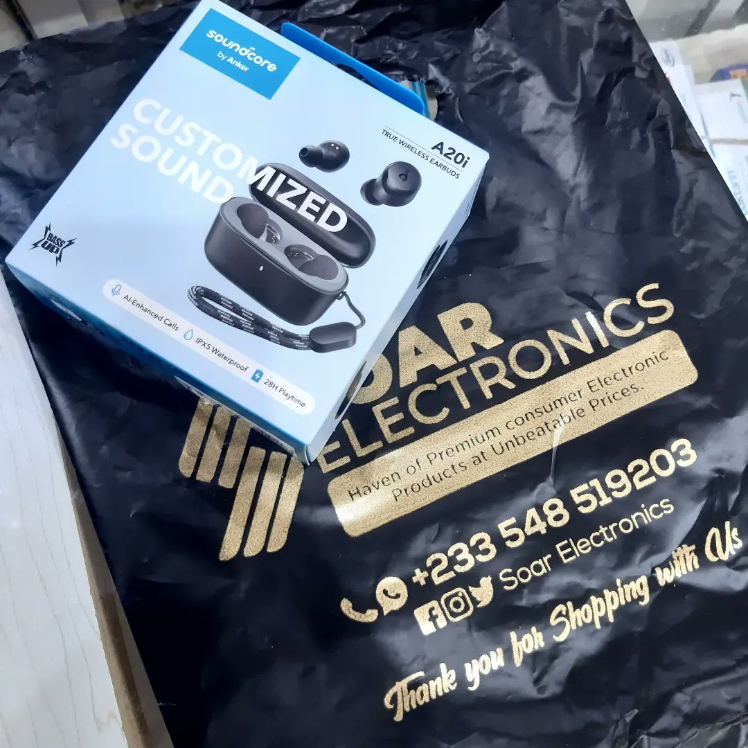 SoarElectronics's tweet photo. Price: GH¢ 550

SoundCore A20i True Wireless Earbuds, Bluetooth 5.3, App, Customized Sound, 28H Long Playtime, Water-Resistant, 2 Mics for Al Clear Calls, Single Earbud Mode, Portable Design.

Whatsapp: https://t.co/ZdtoQgEhFV

#AnkerGhana 
#SoundCoreGhana #SoarElectronics https://t.co/OQ0n7aW917