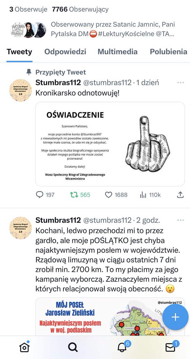 Uwaga! Konto @stumbras112 nie ma nic wspólnego z prawdziwym Stumbrasem! To cwana próba wykorzystania popularności zawieszonego konta, nabicia sobie błyskawicznie obserwujących. Jak rzadko, wręcz nigdy, proszę o RT