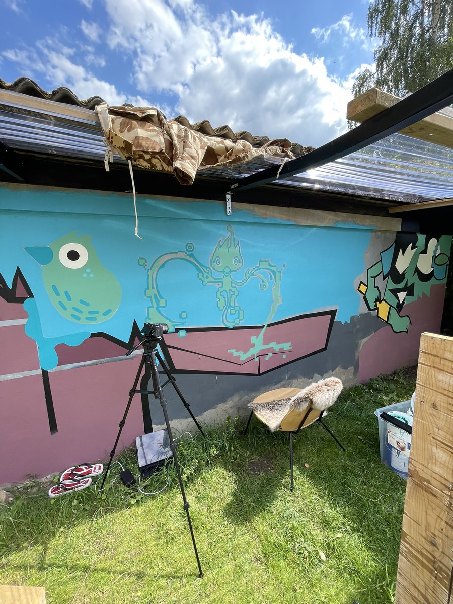 Alien_Ape_Star's tweet photo. “Paint Vejle Green” mural is slowly taking shape! we are painting with #zerovocpaint from Lakeland Paints and https://t.co/dImSjYgbwY #streetart #streetartist #lakelandpaints #mural #art #sustainable #paint https://t.co/s11AOWXuev