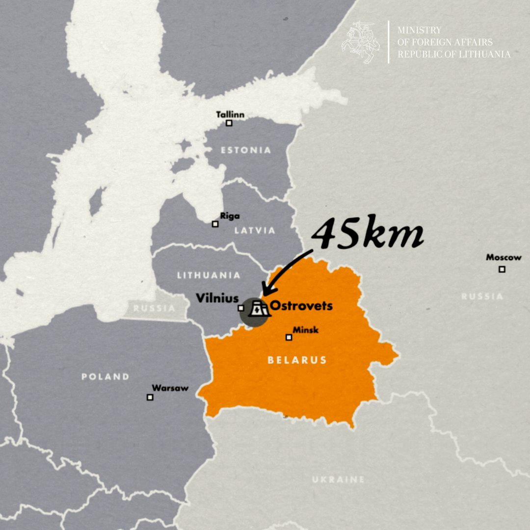 LT_MFA_Stratcom's tweet photo. Concerned about #Belarus‘ reckless approach to safety in developing nuclear power.
The second unit of #Ostrovets NPP connected to the grid and raised to 100% with unresolved all safety issues.
#OstrovetsIsNotSafe https://t.co/DUPCbQSpcj