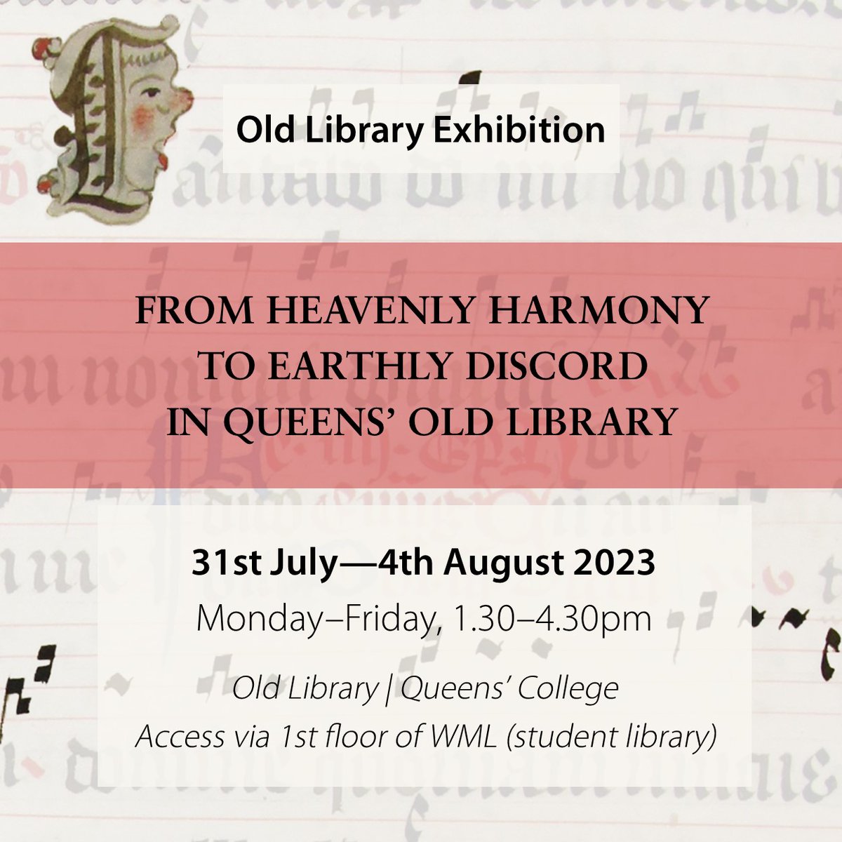 Queens' Library (@queens_lib) on Twitter photo We are looking forward to welcoming <a href="/IAML2023/">IAML 2023</a>  to Cambridge next week! 🎶The Old Library will be open every afternoon to conference-goers and members of the public, for a special showcase of medieval and Renaissance musical treasures. Entry is via the Porter's Lodge. We are looking forward to welcoming <a href="/IAML2023/">IAML 2023</a>  to Cambridge next week! 🎶The Old Library will be open every afternoon to conference-goers and members of the public, for a special showcase of medieval and Renaissance musical treasures. Entry is via the Porter's Lodge.