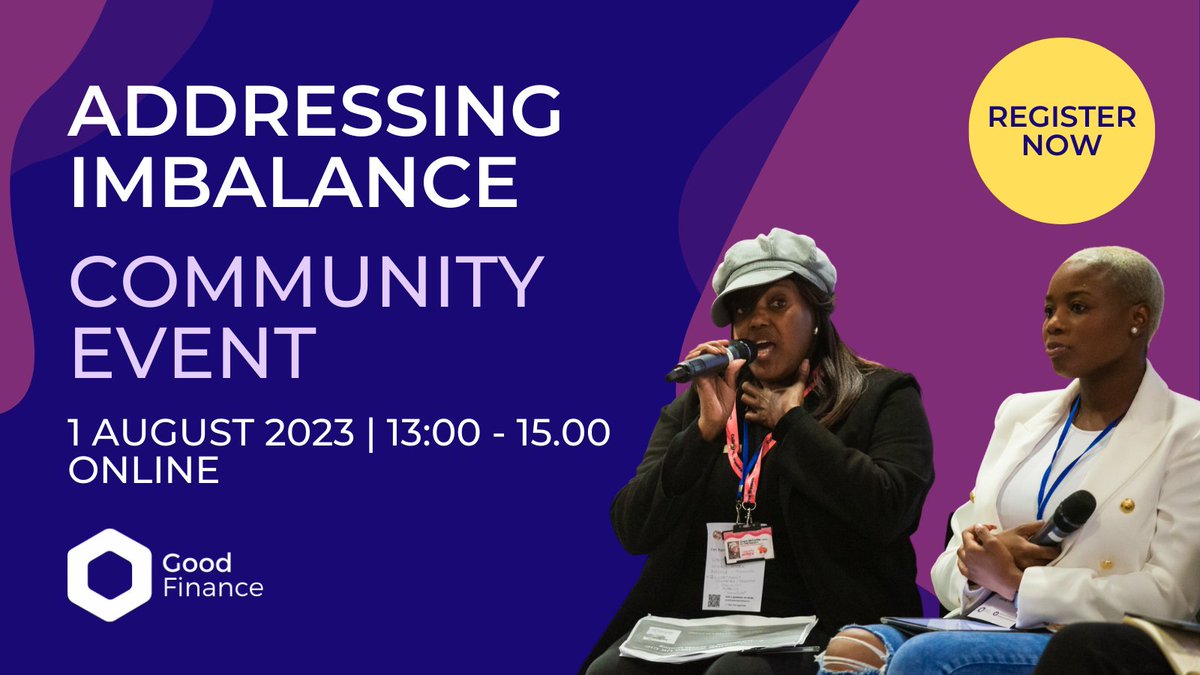 Register now for the Addressing Imbalance Community Event from @GoodFinanceUK! Connect with peers and hear updates from @HatchEnterprise @Caf + @ubeleinitiative about just some of the programmes supporting diverse leaders with #SocialInvestment ➡️ goodfinance.org.uk/latest/post/ad…