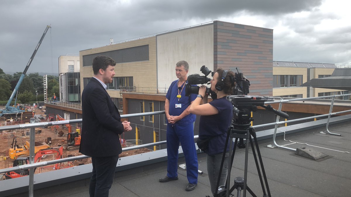 We took @bbcpointswest up to the hospital roof at Musgrove Park earlier today so they could see the progress on our new surgical centre 🎥 Keep an eye on local BBC News later today to see what they got up to!