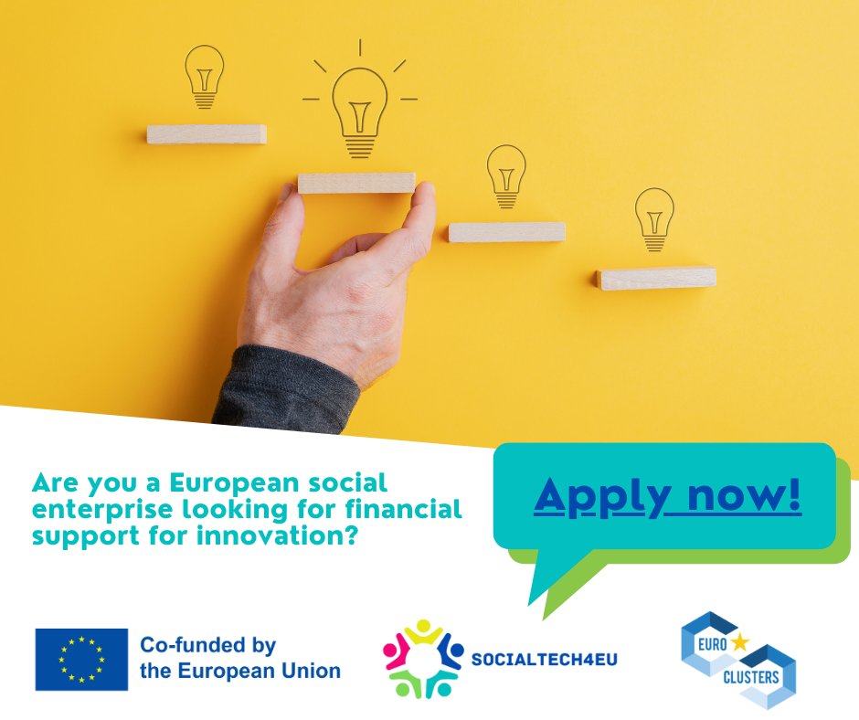 SocialTech4EU's tweet photo. ‼️ SocialTech4EU launches the Call for social enterprises for #Innovation, with support up to € 20.000. The call is targeted at the #socialenterprises awarded under the call for #training. 
⏰Deadline: 18 Oct '23
👉Find all information and apply at: https://t.co/fgsqTWwLBF https://t.co/kRCFtVyWDO