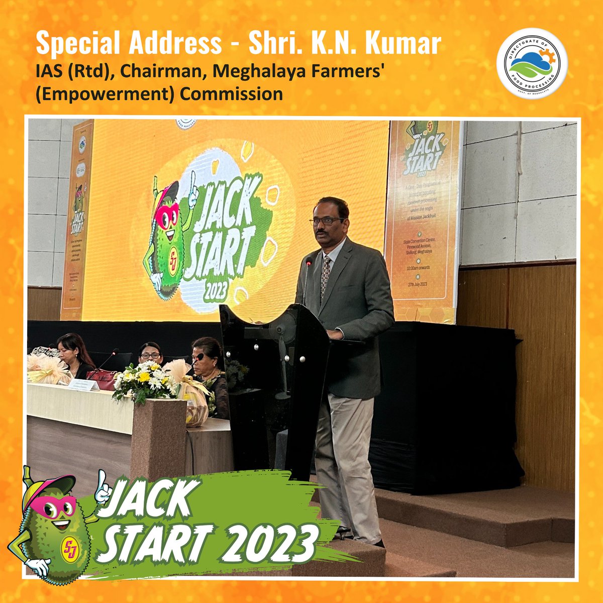 DofpMeghalaya's tweet photo. Jack Start 2023 is an event organised by the Directorate of Food Processing on the 27th July, 2023 at the State Convention Centre, Shillong.

#jackstart2023
#Jackfruitprocessing 
#inauguration
#speeches
#missionjackfruit
#dofpmeghalaya https://t.co/NQQcnsvv7L
