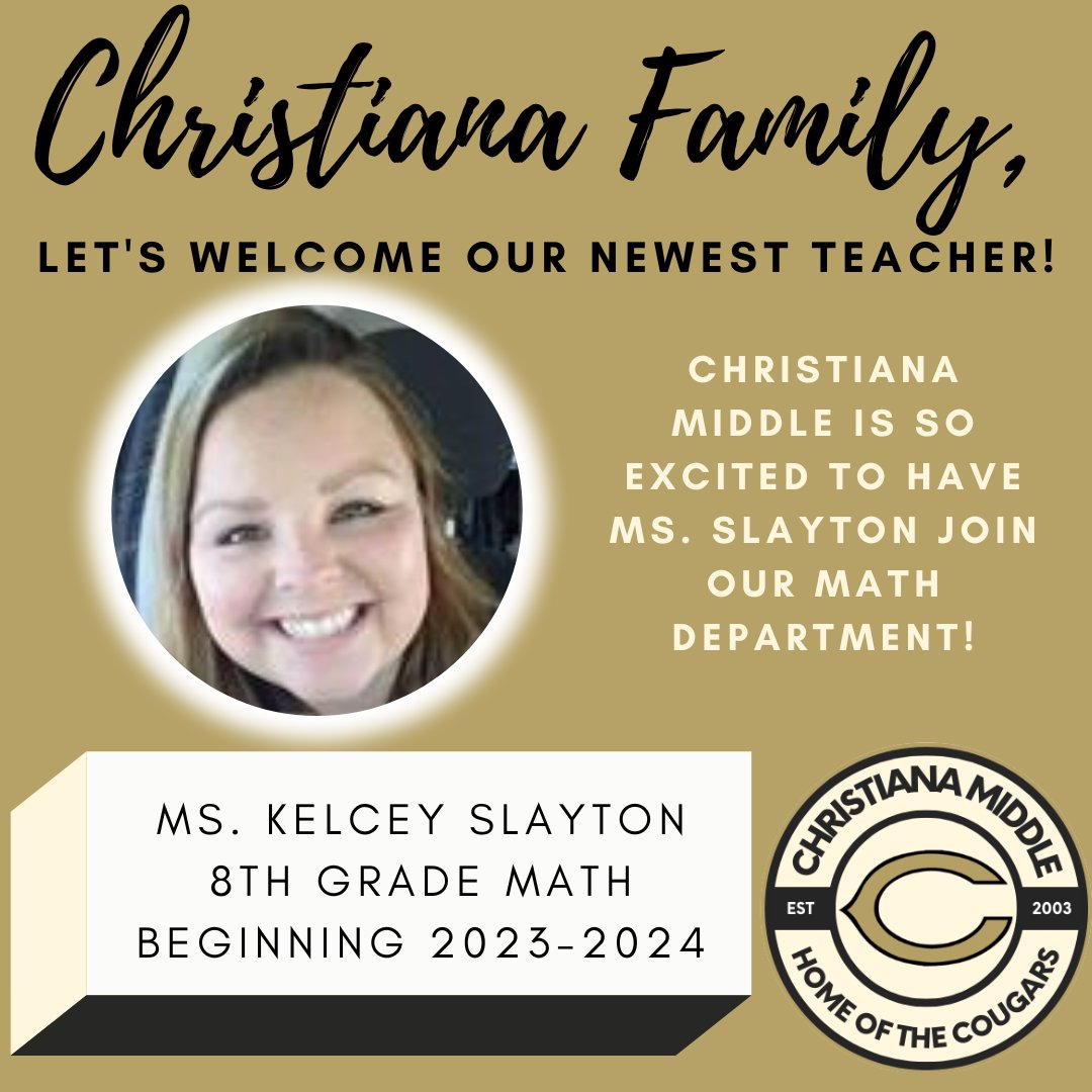Welcome to the Christiana Middle Family!
<a href="/kylemnix/">Dr. Kyle Nix</a>

#WeAreChristiana #GoCougars 💛🖤