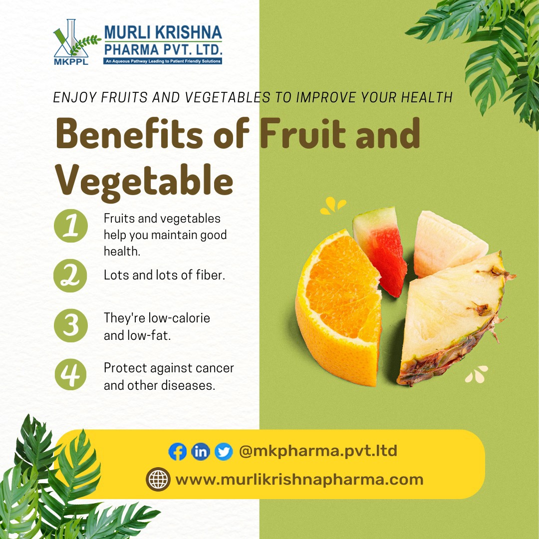 'Benefits of Fruit and Vegetable!'
#symptoms #disease #ironwellness #strongerwithiron #mkppl #health #murlikrishnapharmaprivatelimited #dietplan #properdiet #gastric #GastricProblems #healthydiet