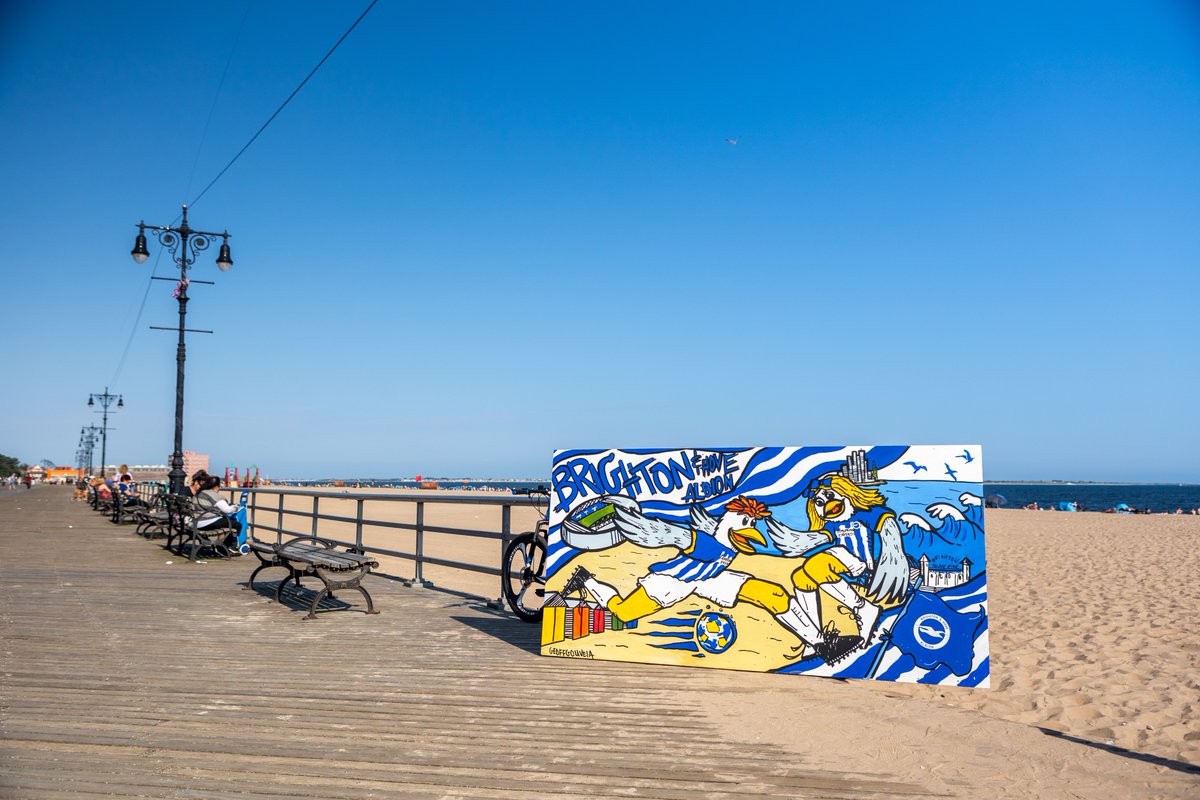 BHAFC's tweet photo. From Brighton to Brighton. 📍 Bringing the best of #BHAFC to Brighton Beach, New York! 🎨🏖️

We will be presenting this mural to @AmericanExpress in NYC as thanks to our incredible reception in the USA during the #PLSummerSeries. 💙🤍 https://t.co/CZoOuF4p2n