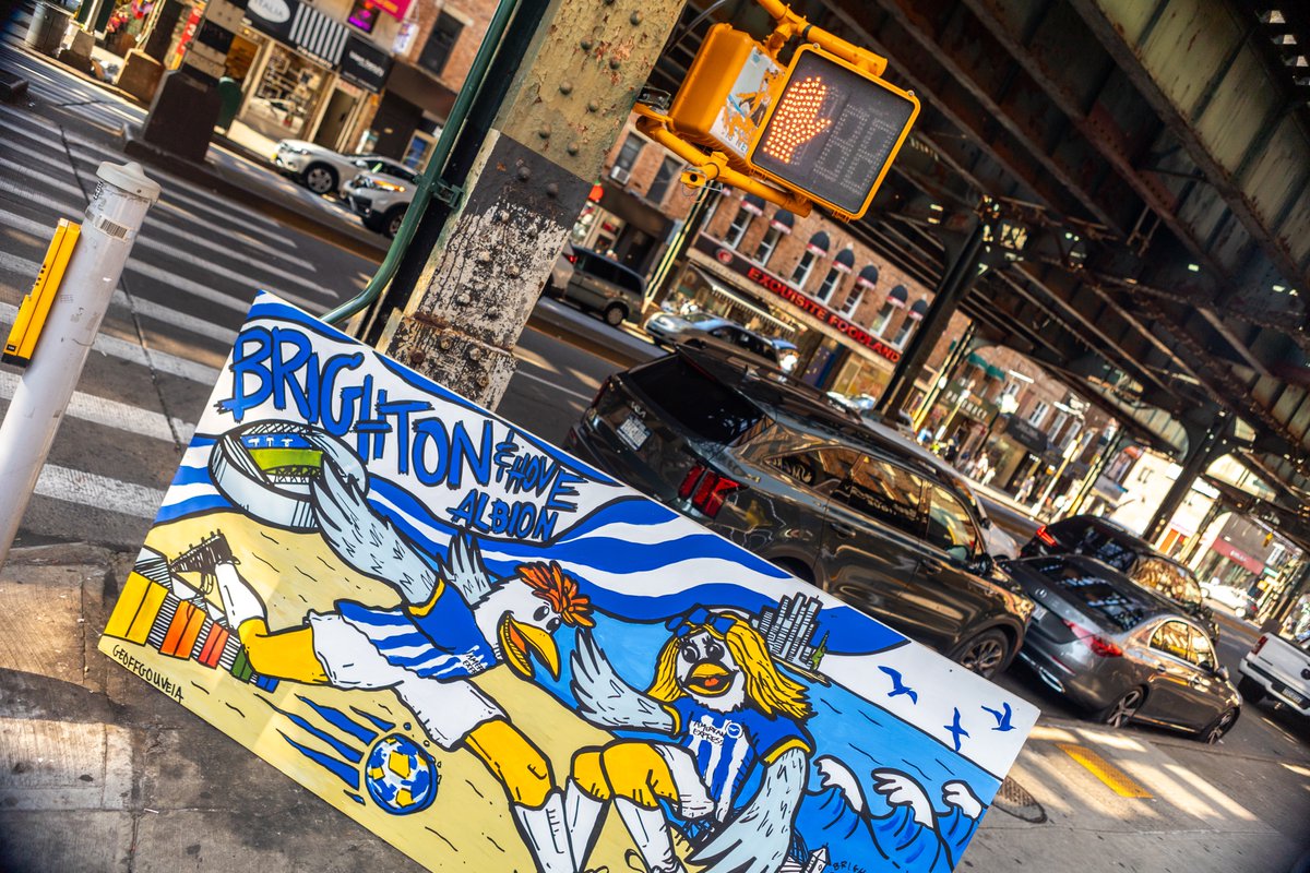 BHAFC's tweet photo. From Brighton to Brighton. 📍 Bringing the best of #BHAFC to Brighton Beach, New York! 🎨🏖️

We will be presenting this mural to @AmericanExpress in NYC as thanks to our incredible reception in the USA during the #PLSummerSeries. 💙🤍 https://t.co/CZoOuF4p2n