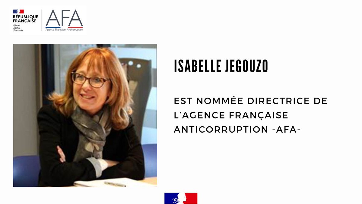 #Nomination Par décret du Président de la République en date du 26 juillet 2023,  Madame Isabelle Jégouzo est nommée directrice de l’AFA. 

Les équipes de l'AFA lui souhaitent la bienvenue et plein succès dans l'accomplissement de ses nouvelles fonctions.👉bit.ly/3Og8bpU
