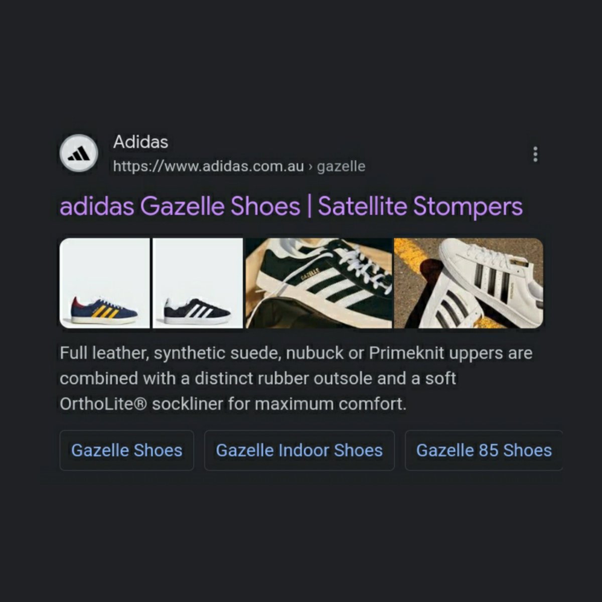 | The @Adidas "Gazelle Shoes" are officially nicknamed "Satellite  Stompers".  The shoes became popular among harries after @Harry_Styles'  signature dance during his song "Satellite"