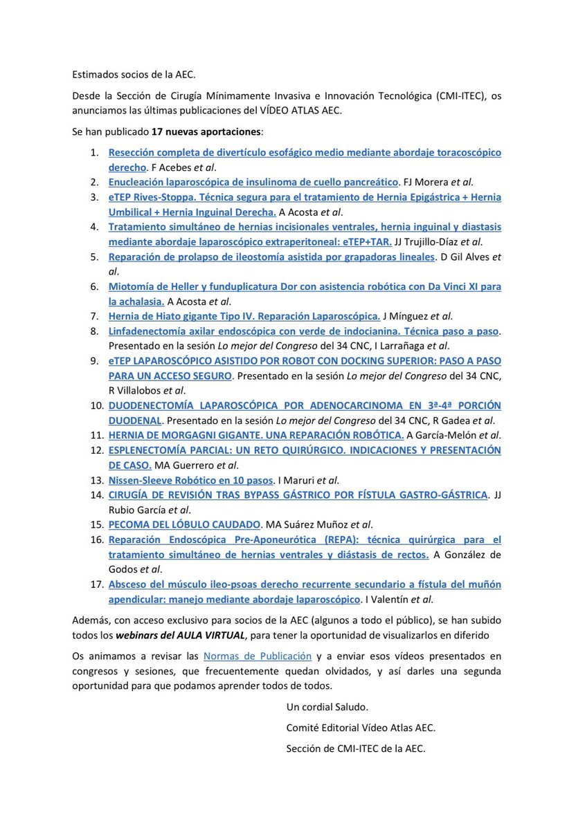 scmi_itec's tweet photo. 👀👀Nuevas aportaciones al #VideoatlasAEC de la @aecirujanos 🔝⬇️ https://t.co/5chBwetQEc