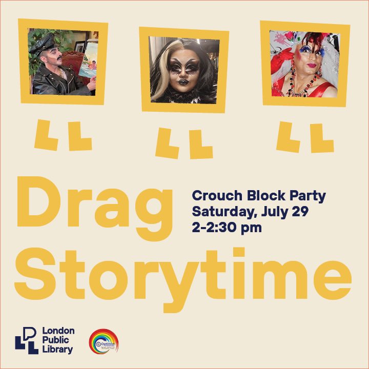 londonlibrary's tweet photo. TOMORROW at 2pm join us for an outdoor Drag Storytime at the Crouch Block Party! https://t.co/HAp8Nr1LSq