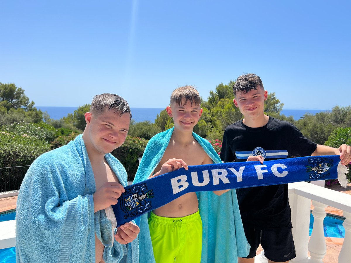 We will be listening in to the @RochValleyRadio commentary of @buryfcofficial first league game from Santo Tomas menorca in the Balearic Islands tomorrow🇪🇸🤍💙
#gigglane #uts