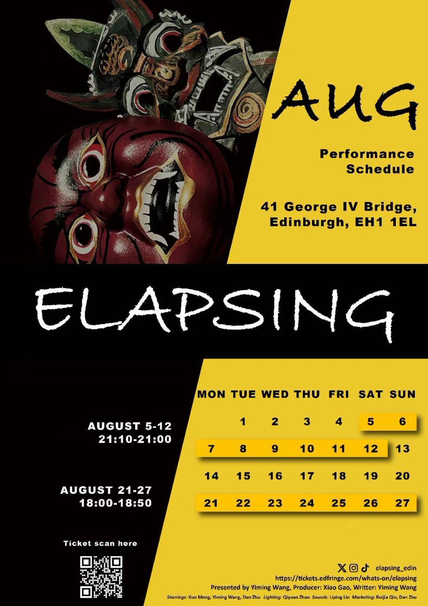 Elapsing_Edin's tweet photo. #edfringe #theatre #cast #actor #Director #Performance #artist #China #mask #Edinburgh https://t.co/0Z7PbFC27z