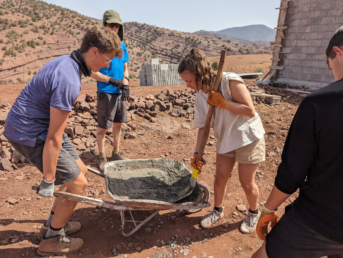 ExpeditionsTAHS's tweet photo. More progress made at the project. The digging, fencing and concrete teams working hard, while our resident concrete expert tests the mix has the appropriate "jiggle jiggle" before it is approved for use. https://t.co/J4e40HDdqp