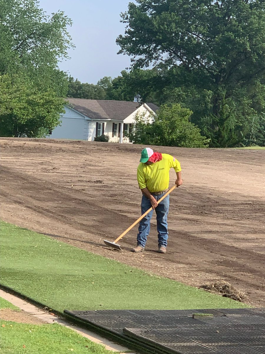 ForestHills_CC's tweet photo. Contractors begun stripping off the current Zoysia grass surface and will begin fine grading and laying down a new variety of Bermuda grass on the Driving Range. The driving range mats will be open during the growing process. https://t.co/nwgEEbxxm3