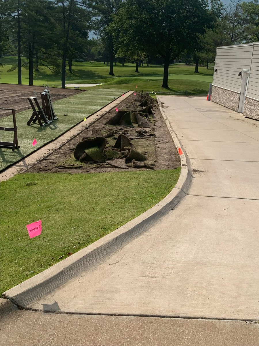 ForestHills_CC's tweet photo. Contractors begun stripping off the current Zoysia grass surface and will begin fine grading and laying down a new variety of Bermuda grass on the Driving Range. The driving range mats will be open during the growing process. https://t.co/nwgEEbxxm3