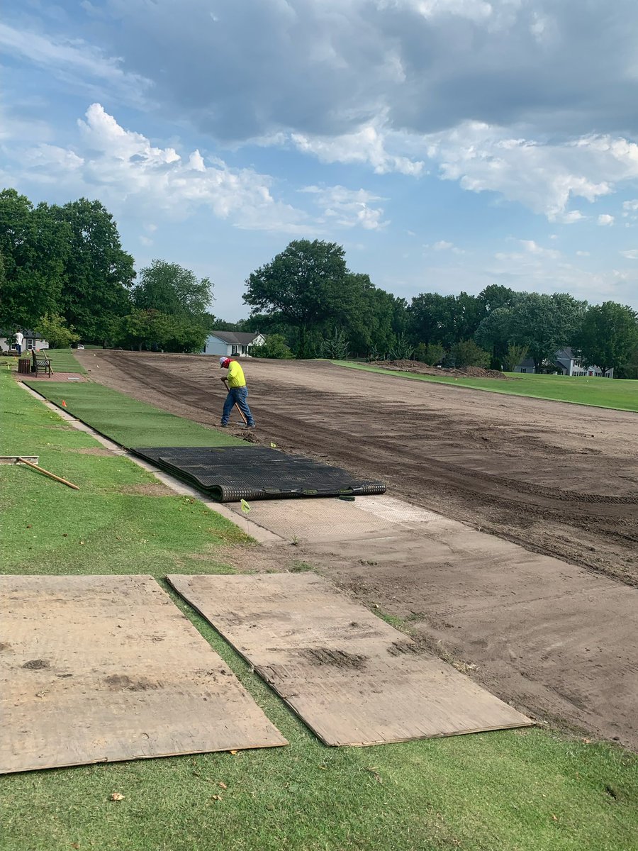 ForestHills_CC's tweet photo. Contractors begun stripping off the current Zoysia grass surface and will begin fine grading and laying down a new variety of Bermuda grass on the Driving Range. The driving range mats will be open during the growing process. https://t.co/nwgEEbxxm3