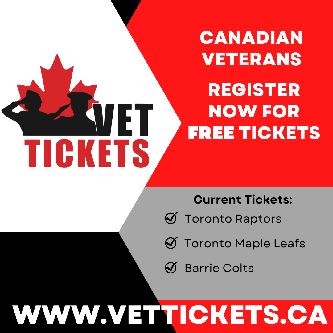 Have you heard of VetTickets? They are on a mission to help create a sense of community for Canadian Veterans, by providing them donated tickets to sporting events, concerts, and plays.

Visit them at: vettickets.wpengine.com  Only available in Ontario and Quebec