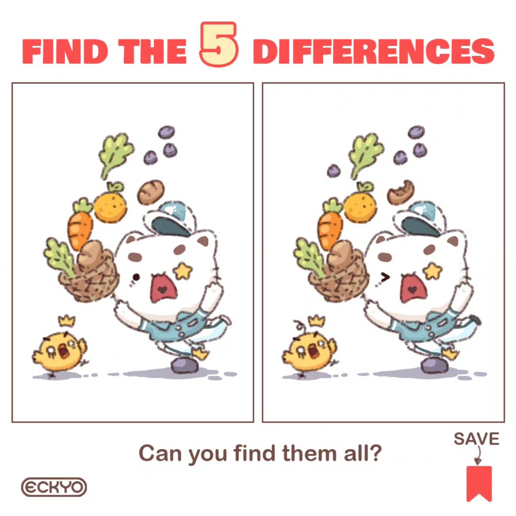 Eckyo8's tweet photo. Let's play again✨️Can you find all the differences? 😳

#cartoonmood #cartoonlover #cartoonarts #cartoonartstyle #drawingdaily #drawinglove #kawaiiillustration #drawingsketches https://t.co/ojpWPOTlk5