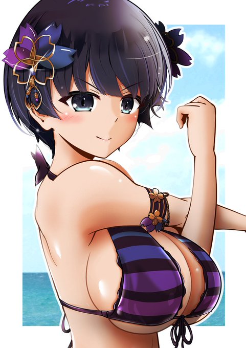 かわいい水着でデートに来たのになぜか本気泳ぎする気満々な夜桜ちゃん
#閃乱カグラ #シノマス #81の日 