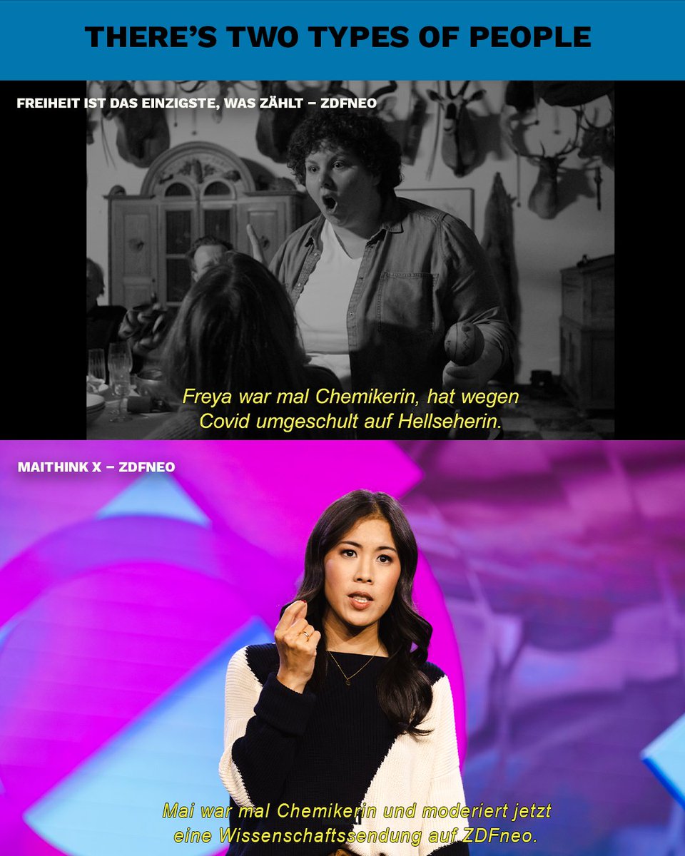 Man stirbt als Chemikerin. Oder lebt solange, bis man Hellseherin wird. Oder schlimmer: Moderatorin einer Wissenschaftssendung 🤷‍♀️ @zdfneo #maithinkx #Freiheit #Freiheitistdaseinzigstewaszählt #btfreiheit #meme