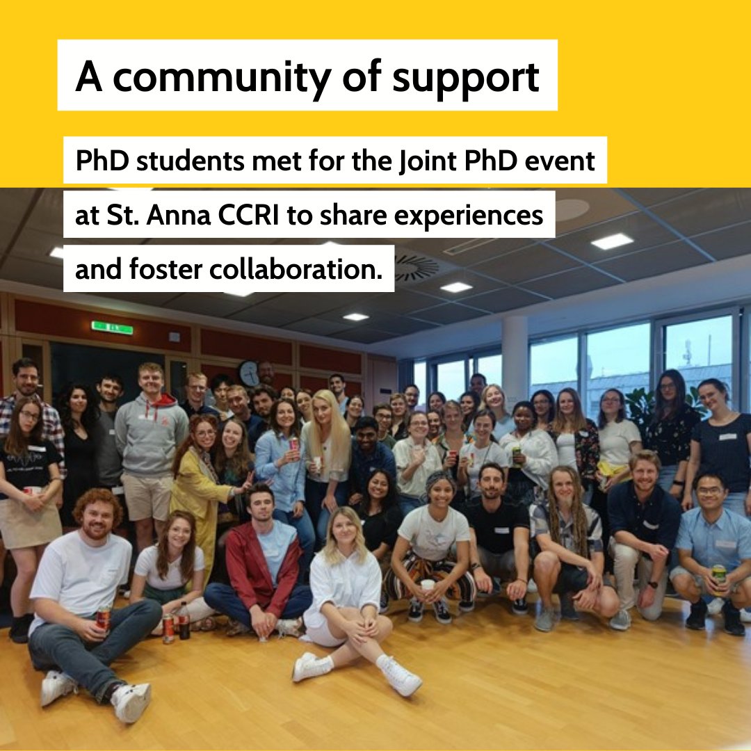StAnna_CCRI's tweet photo. 💬🤝Over 70 passionate PhD students from top institutions like @ISTAustria, @CeMM_News, and @viennabiocenter gathered at @StAnna_CCRI for an enriching exchange. Led by our #PhD representatives, this event fostered connections, uniting students beyond #academia. https://t.co/WcTSG9TEPb