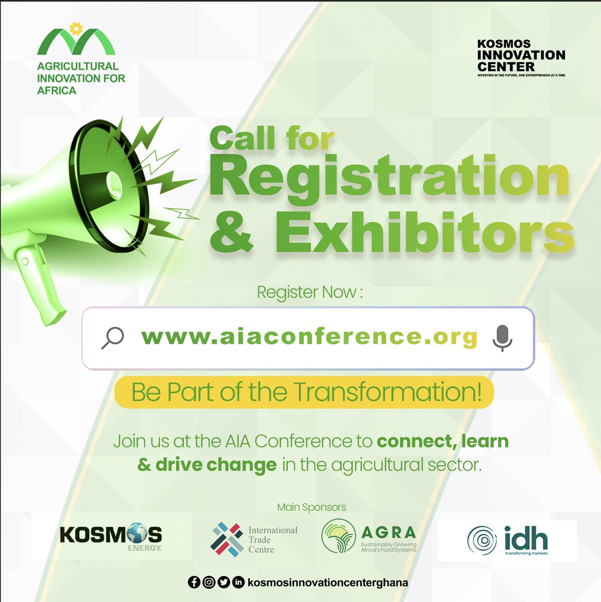kicghana's tweet image. Be Part of the Transformation! ​

Register Now
Call for Exhibitors: aiaconference.org/participant/ ​

​Join us at the AIA Conference to connect, learn, and drive change in the agricultural sector. ​

For more information, visit aiaconference.org​#AIAConference2023 #SaveTheDate