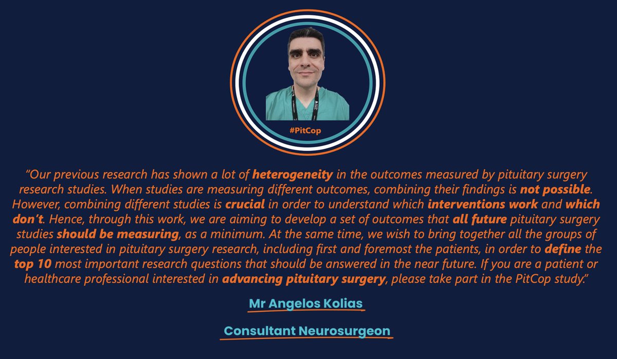 PitCop2023's tweet photo. The #PitCop study is an international study gathering the views of those directly or indirectly affected by pituitary adenomas and those treating the condition.

Find out more about why we need these studies from Consultant Neurosurgeon @ag_kolias ⬇️ https://t.co/TDEOnvklfG