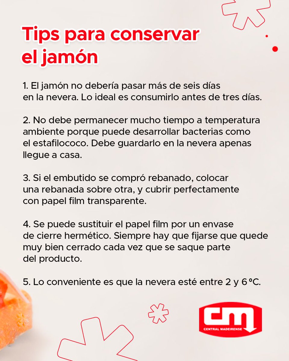 CMadeirense's tweet photo. #CentralTips
¿Sabes cómo conservar el jamón fresco en tu nevera? Te compartimos algunos tips para que logres mantenerlo como el día que lo compraste.🍖 https://t.co/OoQCDuLUOj