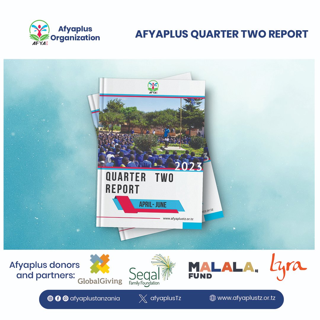 AfyaplusTz's tweet photo. We are excited to Share: Our Quarter Two Report (April-June 2023) is Now Available! ππ. Explore it further on our website: https://t.co/Rdydg45BEB π
#Afyaplus #WASH #WaterinSchoolsProject #Safepadlabproject #Improve100 @Malalafund @Lyrainafrica @SegalFoundation @Globalgiving https://t.co/EdAFLhTRNX