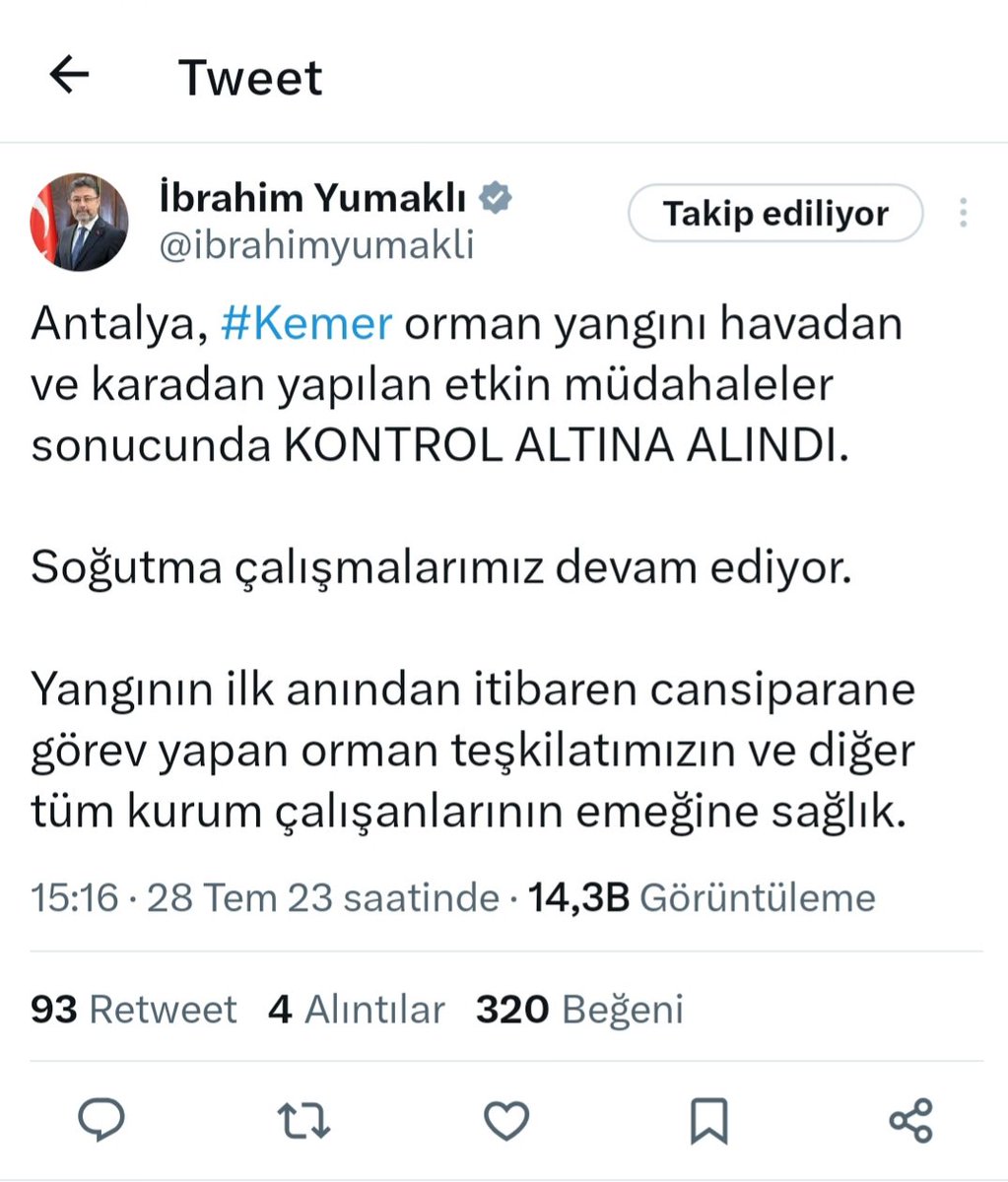 ayhansuel's tweet photo. Çok şükür yangın 90'ıncı saatte kontrol altına alındı. https://t.co/BNlqmi6ygI