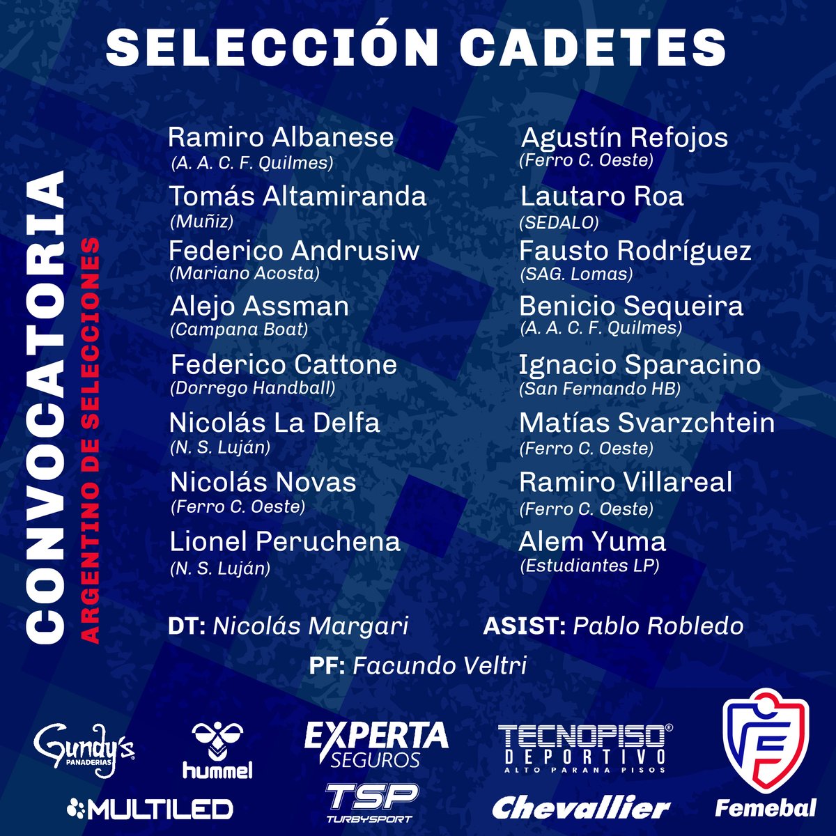 femebal's tweet photo. 📷 Leandro Sansone y Nicolás Margari confirmaron los equipos para el Argentino de Selecciones cadetes a disputarse del 7 al 11 de agosto en Mendoza. https://t.co/FpEz8AtC64