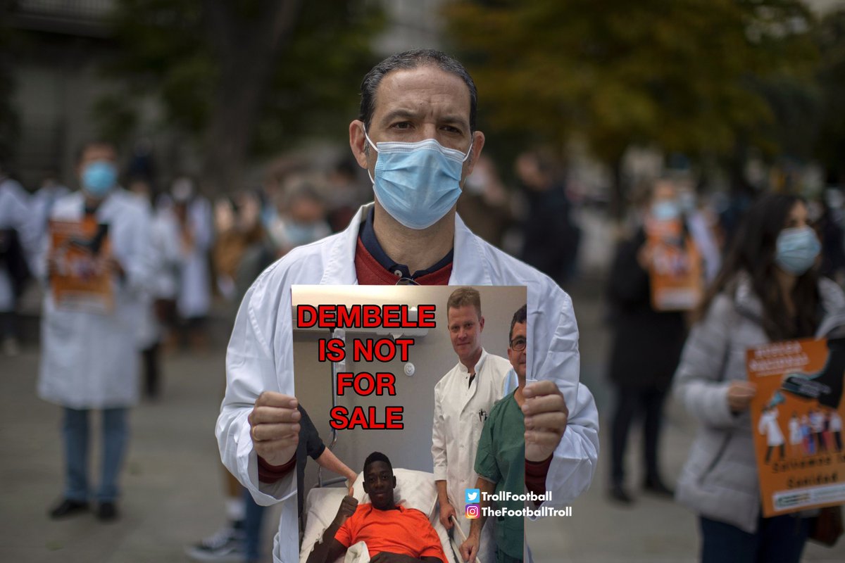 TrollFootball's tweet photo. BREAKING: Doctors in Barcelona have gone on strike after seeing Dembele is being sold to PSG. https://t.co/OVHUDKFDLO