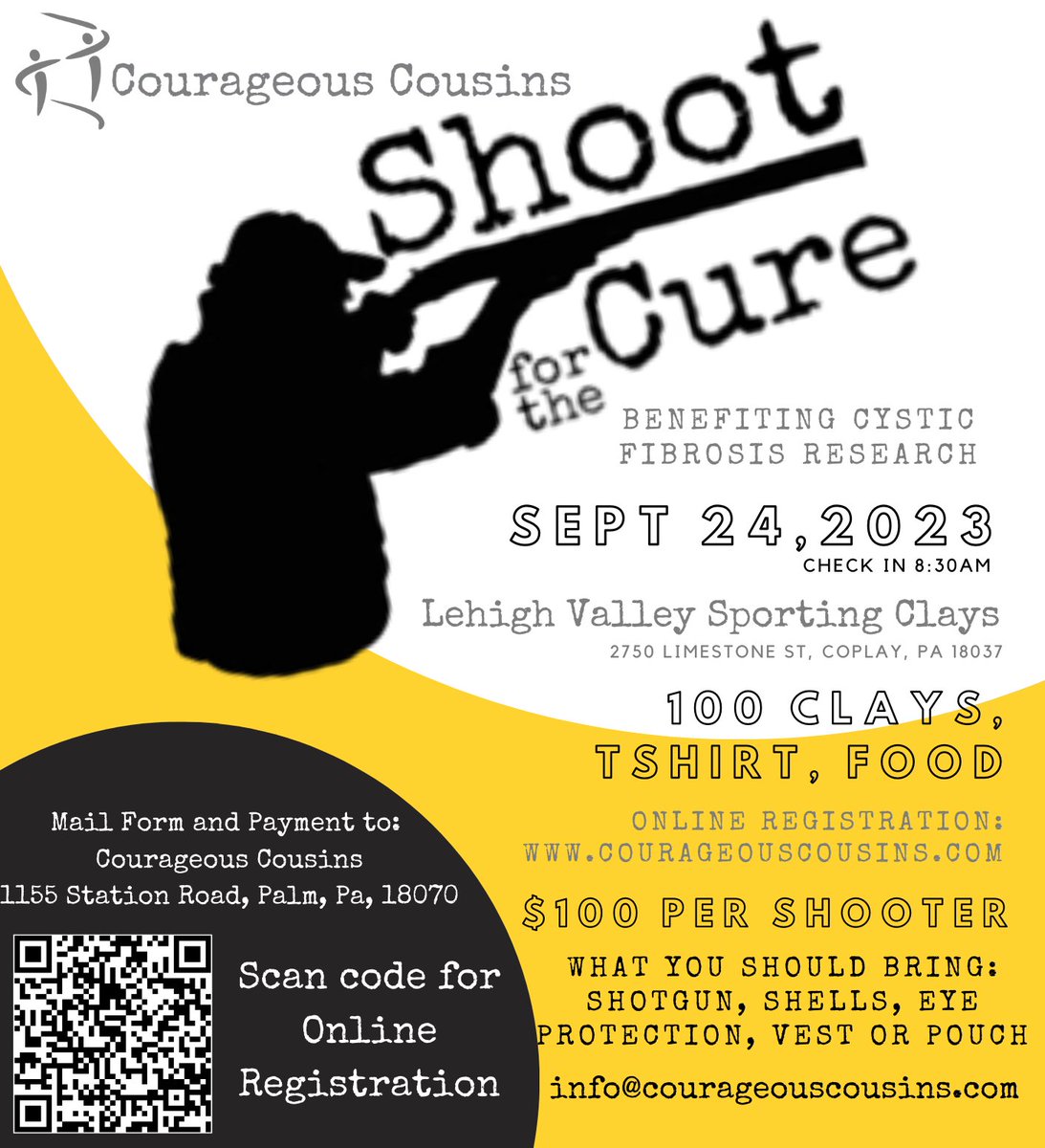 greatscottfin's tweet photo. Courageous Cousins is hosting their annual Shoot for the Cure fundraiser for cystic fibrosis research.

Great Scott Financial is proud to sponsor vital assistance to those in need, funding research initiatives, and implementing important programs to improve the lives of many. https://t.co/uqEgQPRncO