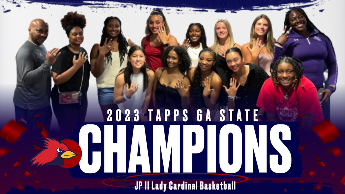 JPIIHSSports's tweet photo. Our Lady Cardinals received their 2023 State Championship rings! Congratulations once again to these coaches and players on an amazing season! @LadyCards_Bball #OUTWORKEVERYONE https://t.co/PBigrAr7ZV